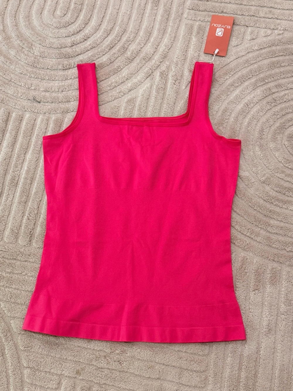 Shaping Square Neck Tank Top in Bright Pink - Seamless Fit